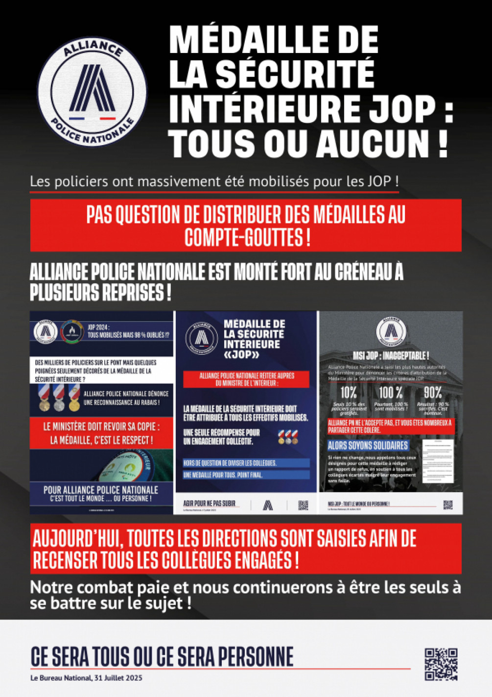 médaille de la sécurité intérieure JOP : tous ou aucun !