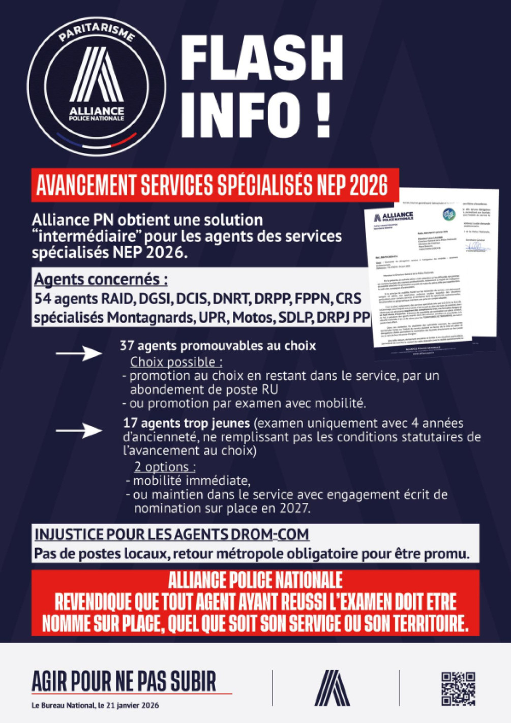 AVANCEMENTS SERVICES SPECIALISES NEP 2026